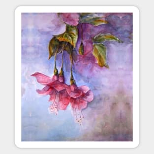 Fuchsias 2 Watercolour Painting Sticker